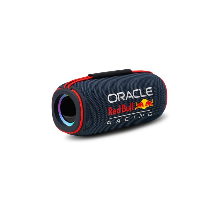 Difuzor Bluetooth Red Bull Racing RB-SK420 cu putere de 48W, efecte de lumina LED, USB/TF/AUX, portabil cu maner de transport, wireless, difuzor de petrecere cu baterie timp de redare 8h, functie TWS, port de incarcare USB-C