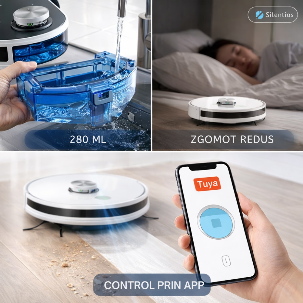 Aspirator Robot Inteligent 2 In 1 IdealTI® Smart A8i, Functie Mop, Navigatie Inteligenta LIDAR 360°, Putere 4500Pa, Tuya App WiFi, Reincarcare Automata, 2500 mAh, ALB