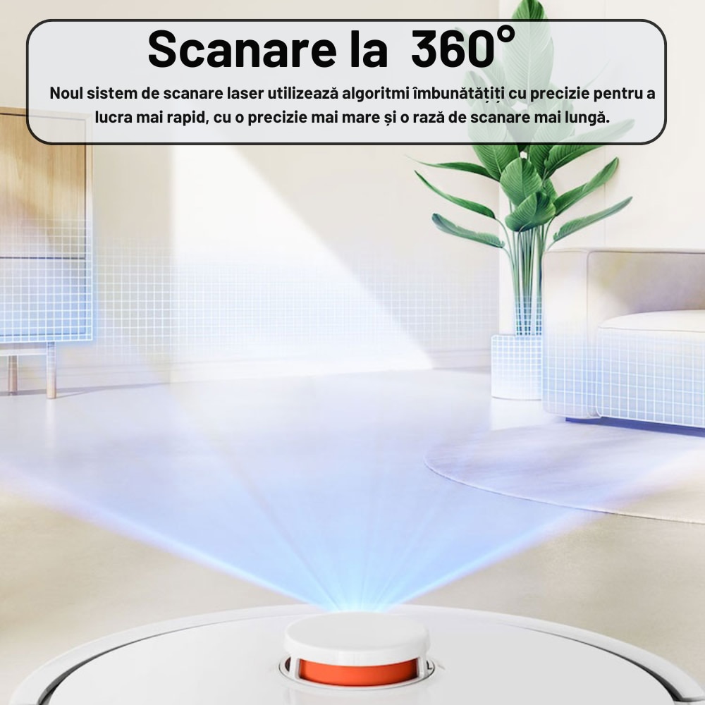Aspirator Robot Inteligent 2 In 1 IdealTI® Smart A8i, Functie Mop, Navigatie Inteligenta LIDAR 360°, Putere 4500Pa, Tuya App WiFi, Reincarcare Automata, 2500 mAh, ALB