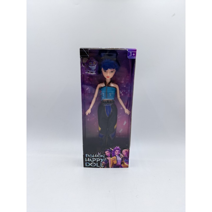 Figurina K-POP Witcher Girls, papusa reala din vinil, Zoey cu par albastru, cu muzica