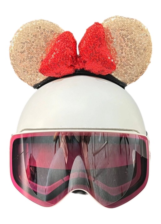 Accesorii casca de schi, caciula decorativa draguta pentru casca sportiva in aer liber, casca nu este inclusa, detasabila, alb-murdar cu paiete