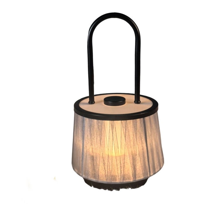 Lumina ambientala portabila, reincarcabila cu LED, lampa de masa metalica tactila, lumina de noapte pentru noptiera dormitor, negru