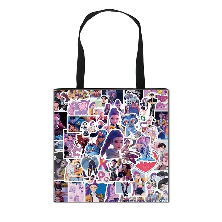 Geanta umar K-POP Demon Hunter, poliester, capacitate mare, 40x40cm