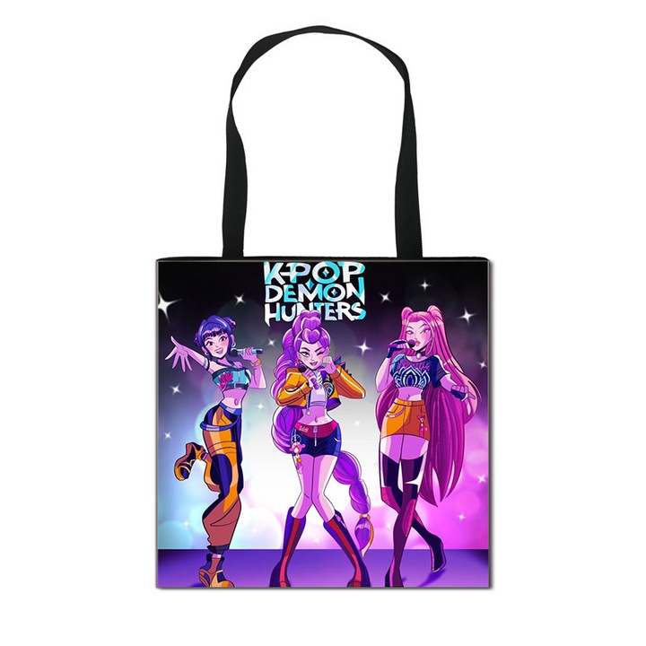 Geanta de umar pentru femei K-POP Demon Hunter, poliester, capacitate mare, 40x40cm