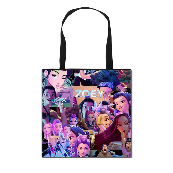 Geanta de umar pentru femei K-POP Demon Hunter, poliester, capacitate mare, 40x40cm