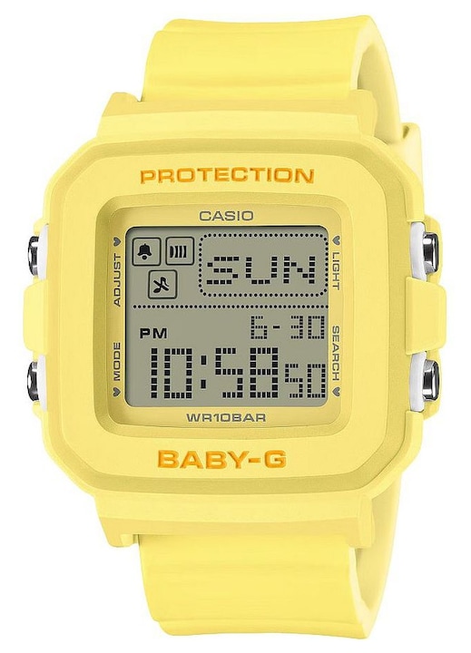 Ceas Baby-G Galben pentru femei BGD-10KH-9ER, mecanism quartz, rezistent la apă