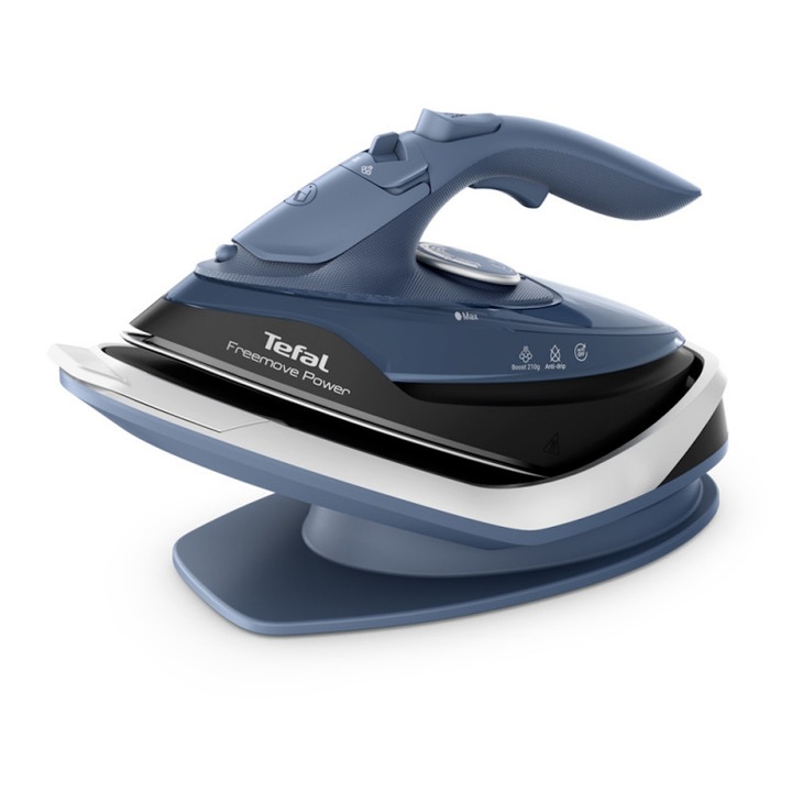 Tefal Reemove Upgrade FV6675E0 vezeték nélküli vasaló, 2600 W, 250 ml, kerámia talp, csepegésgátló rendszer, automata kikapcsolás, kék