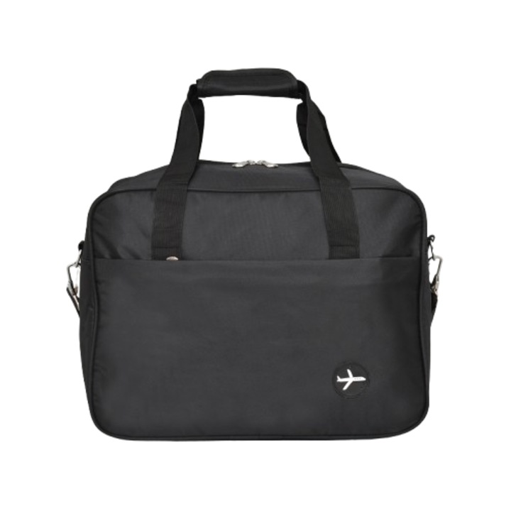 Чанта за ръчен багаж 2853-1, Текстил, 40/30/20 см, Черна