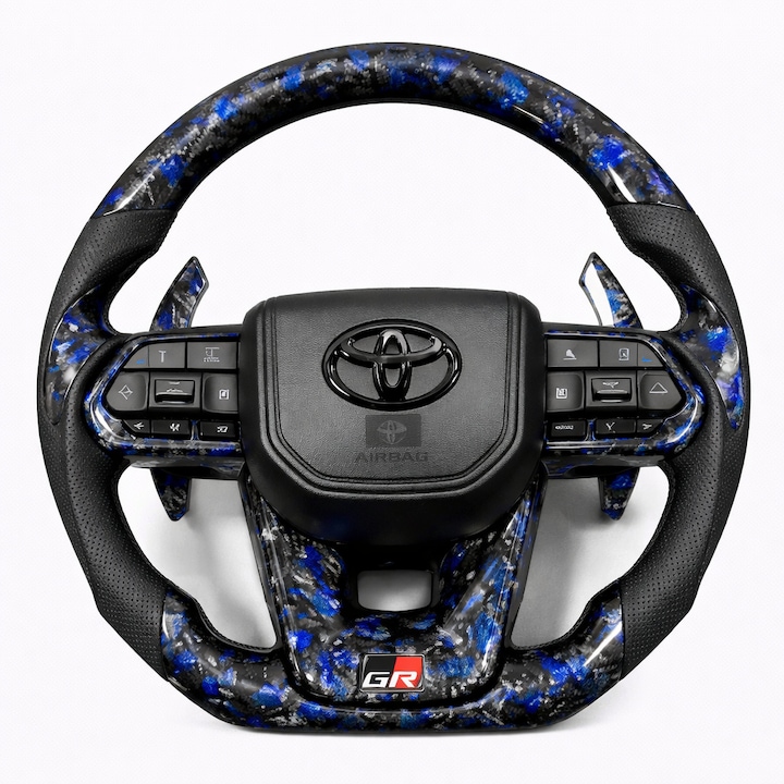 Волан Toyota GR – Blue Forged Carbon и кожа