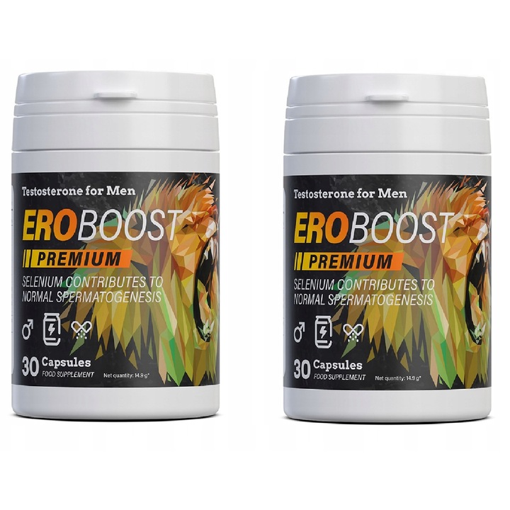 2x Eroboost Premium, хранителна добавка, таурин, цинк, 30 капсули, за мъже
