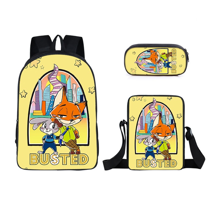 Zootropolis iskolatáska 2, háromrészes szett: 16 hüvelykes iskolatáska, uzsonnás táska, egyszerű tolltartó, többszínű, 26