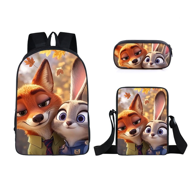 Zootropolis diákhátizsák 2, háromrészes szett: 16 hüvelykes hátizsák, uzsonnás táska, egyszerű tolltartó, többszínű, 24 hüvelyk.