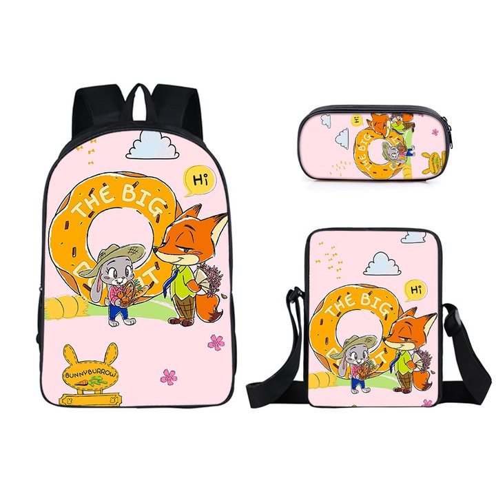 Zootropolis iskolatáska 2, háromrészes szett: 16 hüvelykes iskolatáska, uzsonnás táska, egyszerű tolltartó, többszínű, 28 cm