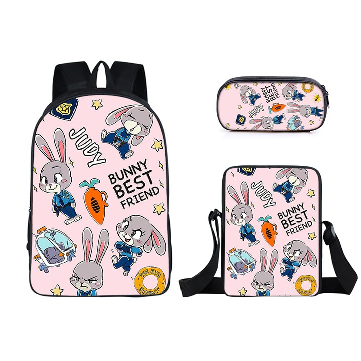 Zootropolis iskolatáska 2, háromrészes szett: 16 hüvelykes iskolatáska, uzsonnás táska, egyszerű tolltartó, többszínű, 32