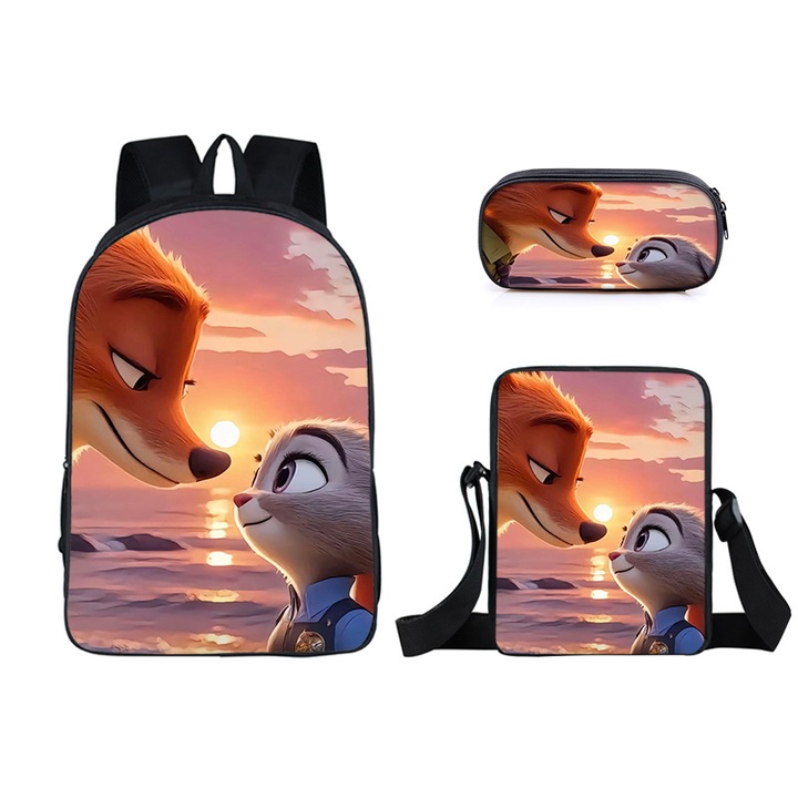 Zootropolis iskolatáska 2, háromrészes szett: 16 hüvelykes iskolatáska, uzsonnás táska, egyszerű tolltartó, többszínű, 25