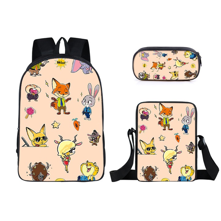 Zootropolis iskolatáska 2, háromrészes szett: 16 hüvelykes iskolatáska, uzsonnás táska, egyszerű tolltartó, többszínű, 34