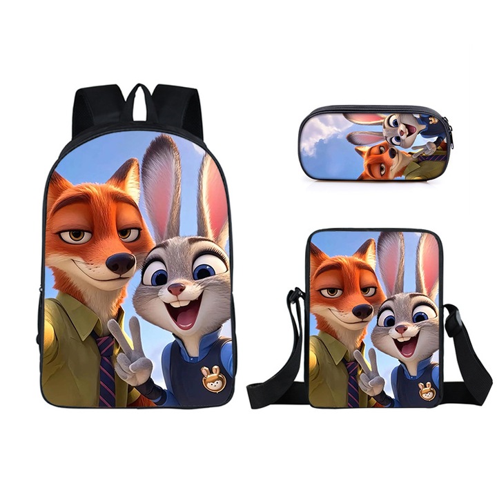 Zootropolis iskolatáska 2, háromrészes szett: 16 hüvelykes iskolatáska, uzsonnás táska, egyszerű tolltartó, többszínű, 10