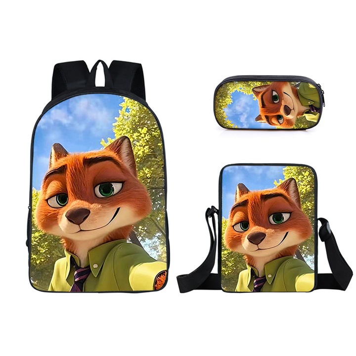 Zootropolis iskolatáska 2, háromrészes szett: 16 hüvelykes, uzsonnás táska, egyszerű tolltartó, többszínű