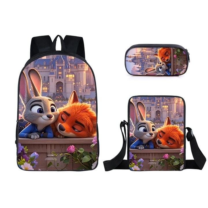 Zootropolis iskolatáska 2, háromrészes szett: 16 hüvelykes iskolatáska, uzsonnás táska, egyszerű tolltartó, többszínű, 15