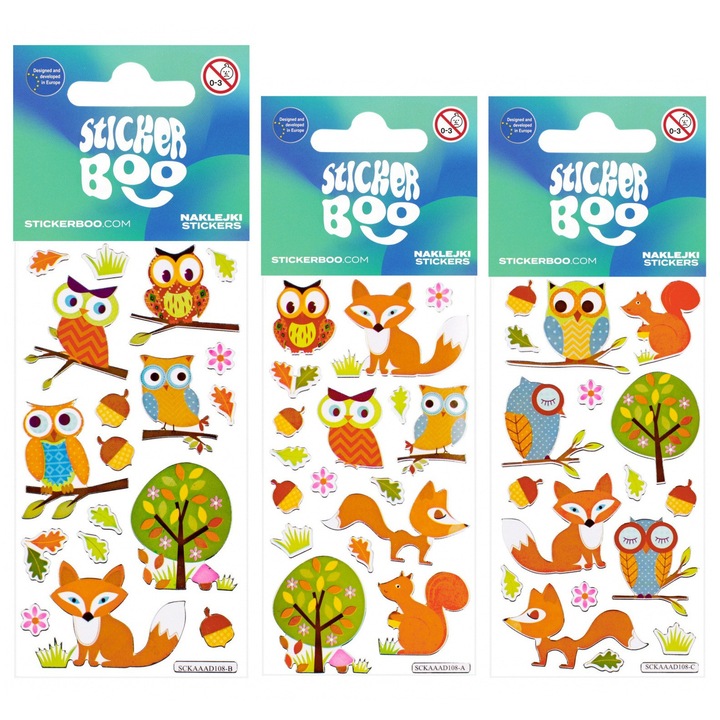 Set de stickere decorative Sticker Boo, Las si animale, 7x18cm, multicolor