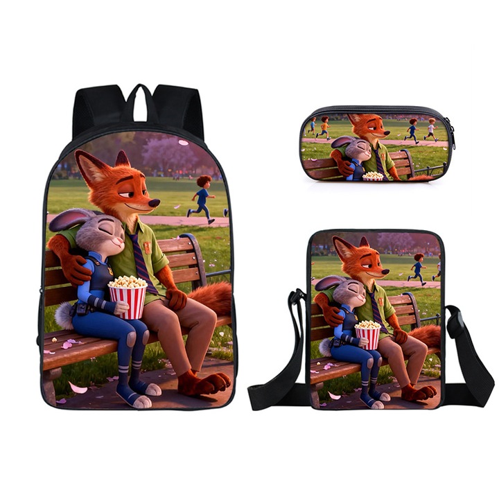 Zootropolis iskolatáska 2, háromrészes szett: 16 hüvelykes iskolatáska, uzsonnás táska, egyszerű tolltartó, többszínű, 17