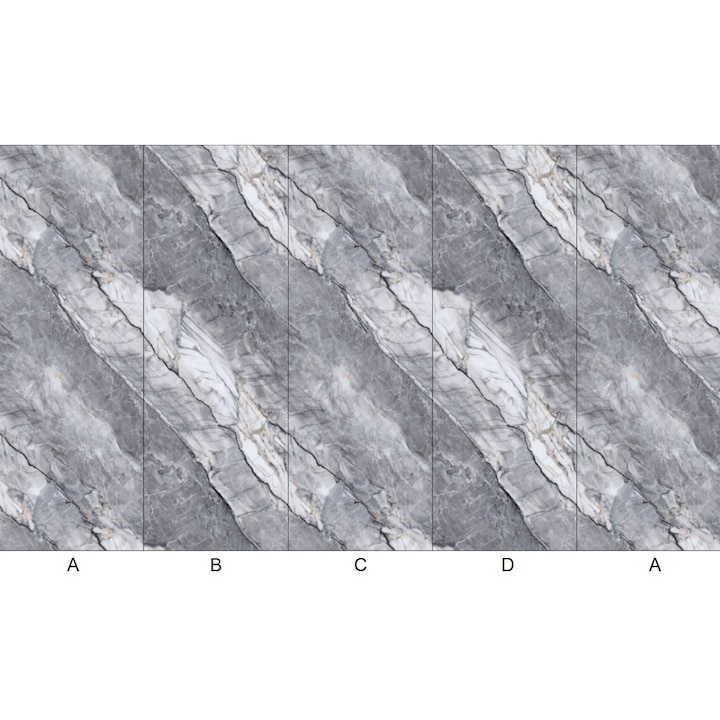 Panouri decorative de perete DecoStone FM286, marmură gri-albă, 1200x2800mm, structură carbon-cristal