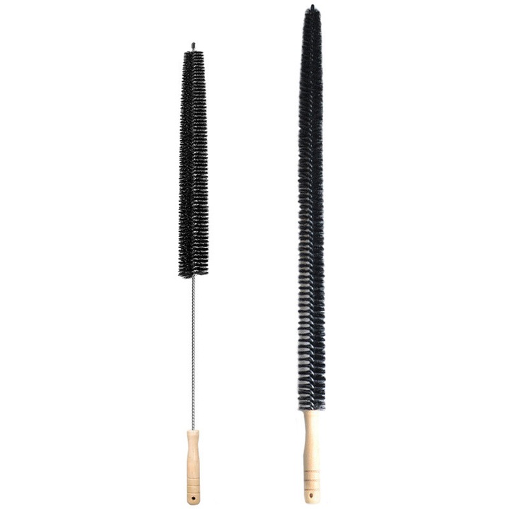 Set 2 perii de curatare pentru gospodarie, maner din lemn, negru, unghi flexibil