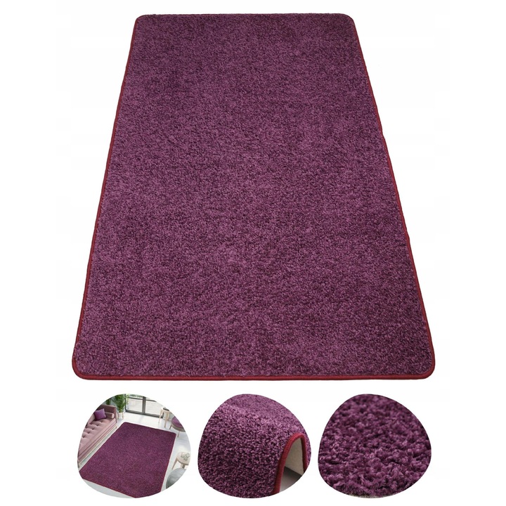 Covor, elSimone, Shaggy Tampa, 65 x 120 cm, Violet, Par Lung, Compatibil Cu Incalzirea Prin Pardoseala, Pentru Camera De Zi, Dormitor, Dreptunghi, Neted, Certificat Oeko-Tex, Polipropilena