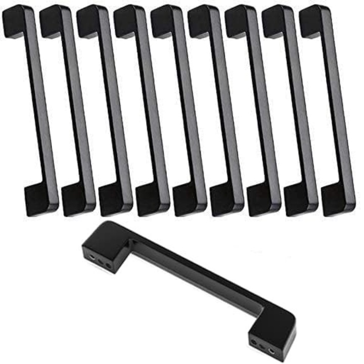 Set 10 manere mobila L&H-CFCAHL, 172 mm lungime, Distanta gauri 160mm cu suruburi de fixare, Pentru bucatarie dormitor dulapuri sertare, Negru