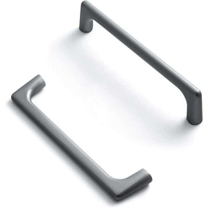 Set 6 manere mobila L&H-CFCAHL, 140 mm lungime, Distanta gauri 128mm cu suruburi de fixare, Pentru bucatarie dormitor dulapuri sertare, Gri