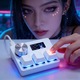 Геймърска клавиатура Ugo® SayoDevice O3C OSU Keyboard, Магнитни Hall суичове с Rapid Trigger, линейни клавиши, с въртящ се бутон и екран, функции Copy/Paste, Shortcut, Mini Keypad с Macro Hotswap, бяла