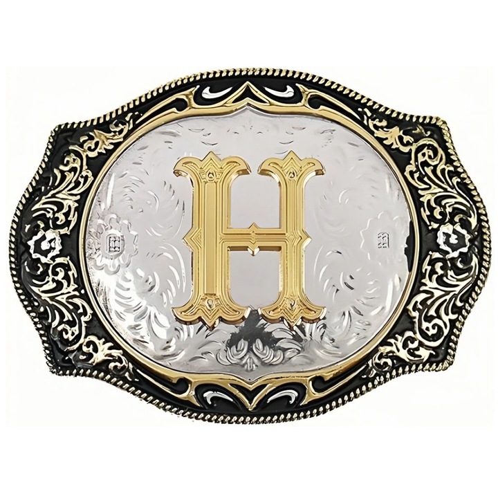 Western övcsat, BOMSTOM, arany, 6.2x8.6cm, retro design, unisex