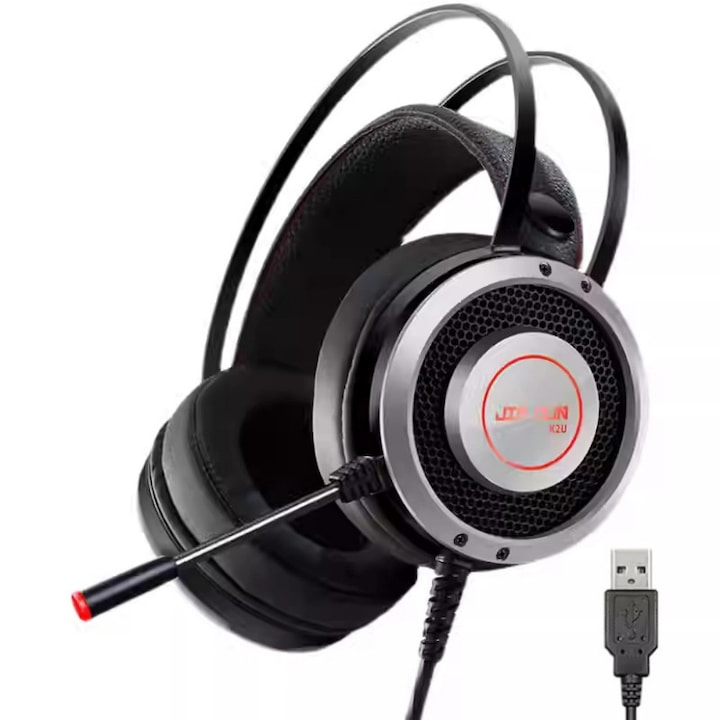 NUBWO Casti de gaming N12, Surround Sound 7.1, Super Deep Bass, Pentru PC / XBOX / PS, Microfon Noise Cancelling, Zero Ear Pressure, Control Volum, Protectie ureche din piele, Multi Platform, negru