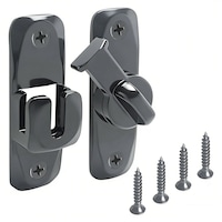 Zavor usi, asskanaer, Broasca usa metalica, Cu 4 surubur, Instalare fara gaurire, Usor de instalat si utilizat, Rezistenta la apa, Pentru Sertar, Dulap, Usi Duble, Glisante, Cutie Valori, Cufar, Aliaj aluminiu, 8*3*2 cm, Gri otel