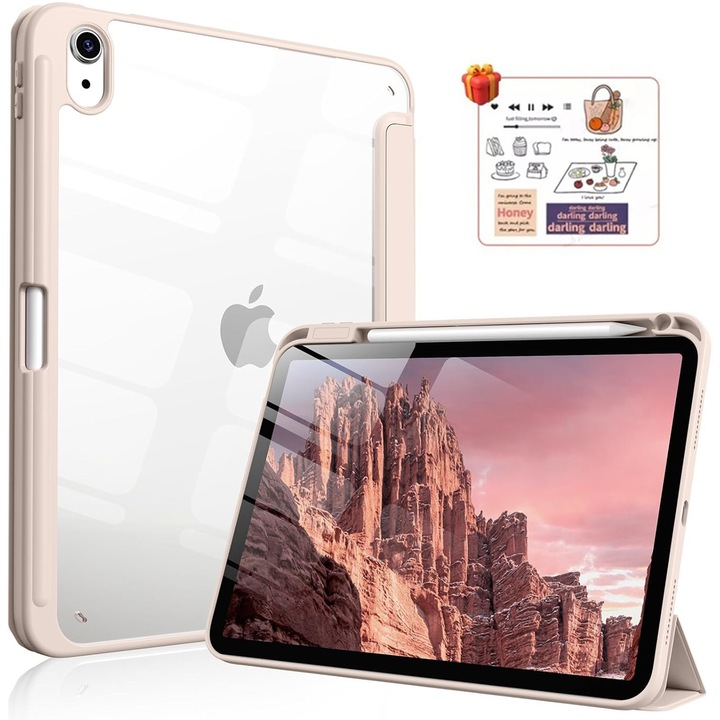 Husa de protectie pentru tableta, potrivita pentru iPad (A16) 11th 11 inch 2025, husa pentru iPad 10th 10, 9 inch 2022, Cadou autocolante, husa DIY pentru tableta, Roz