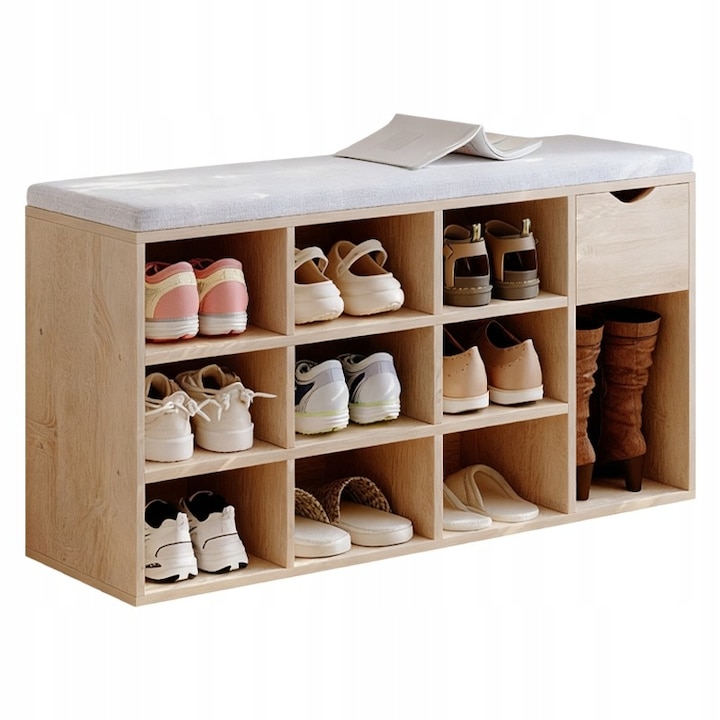 Cipősszekrény ülőkével, Loft Sonoma előszoba pad fiókkal BADU