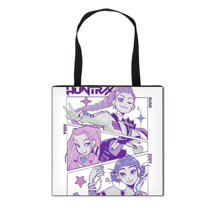 Geanta umar K-POP Demon Hunter, poliester, capacitate mare, 40x40cm