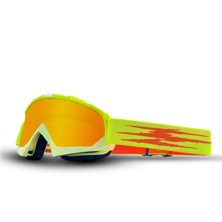 Ochelari de schi, model CX-205, lentile galbene cu gradient, 18x10x5cm, set ajustabil