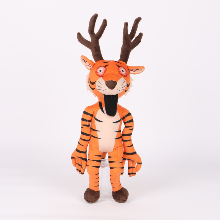 Jucarie de plus 99 Nights in the Forest, caprioara si tigru, alb natural, 15x8x40cm, set