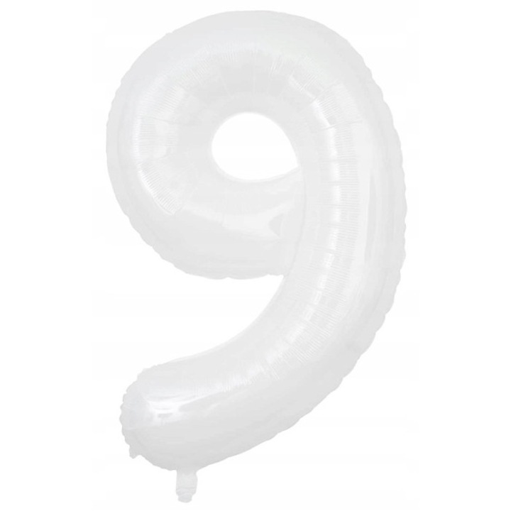 Balon folioasa cifra 9 alb 80 cm set pentru petreceri