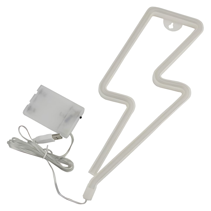 Lampa neon LED PartyOn, forma de fulger, roz, 34x12,5cm, 1 bucata