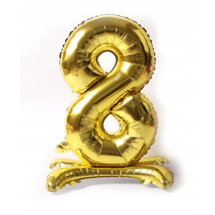 Balon foliofy cifra 8, PartyOn, 70 cm, auriu, ideal pentru aniversari si ocazii speciale