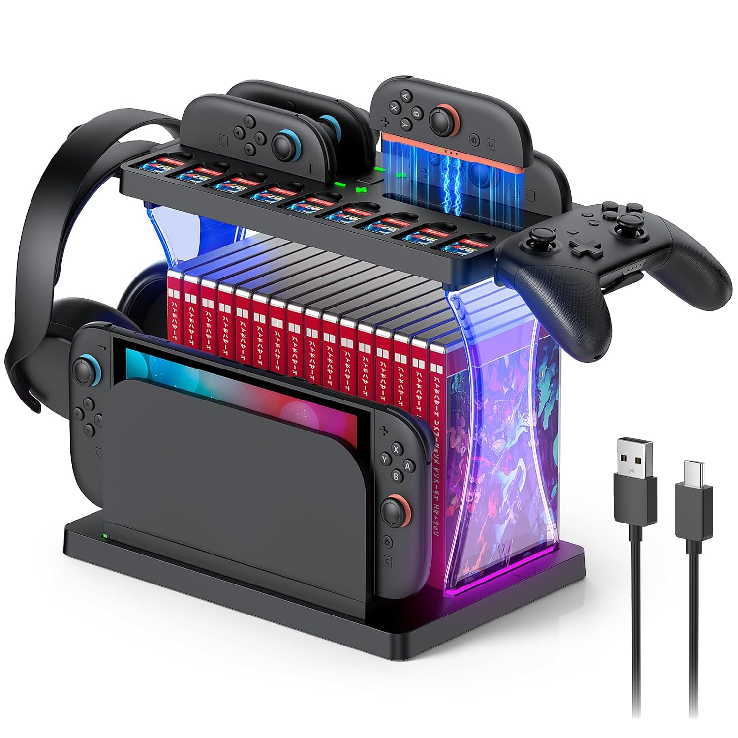 Set suport glisant pentru Nintendo Switch, negru, metal, 1x stanga