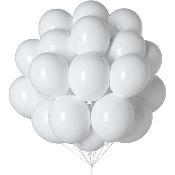 Baloane PartyOn, set 100 buc, 12 inch, alb