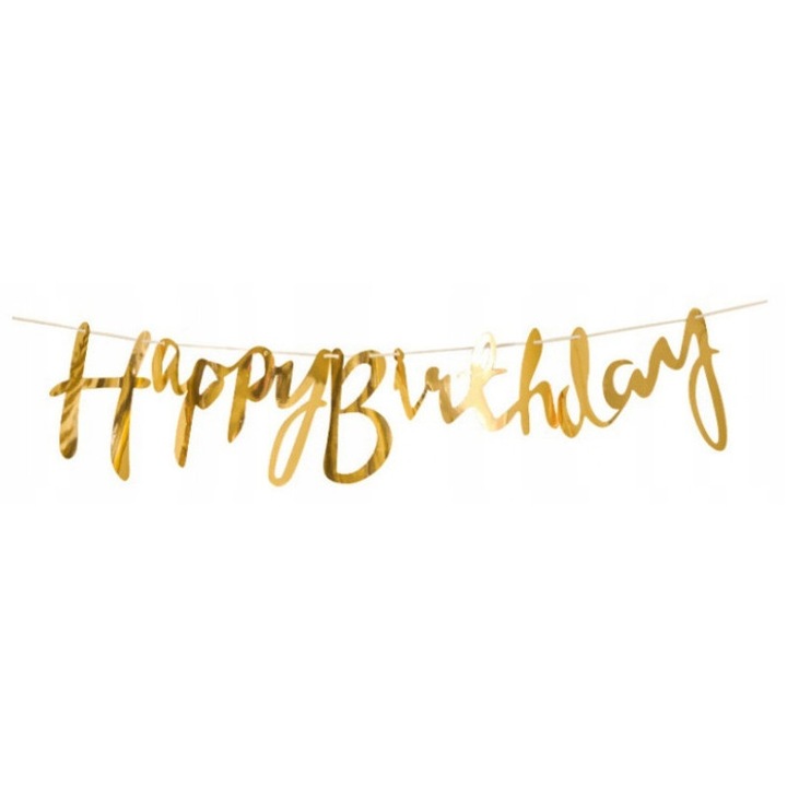 Banner decorativ Happy Birthday, PartyOn, 84x18cm, reutilizabil