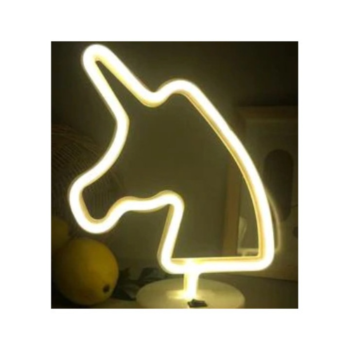 Lampa neon LED Unicorn, PartyOn, 25x16cm, culoare calda, decorare camera