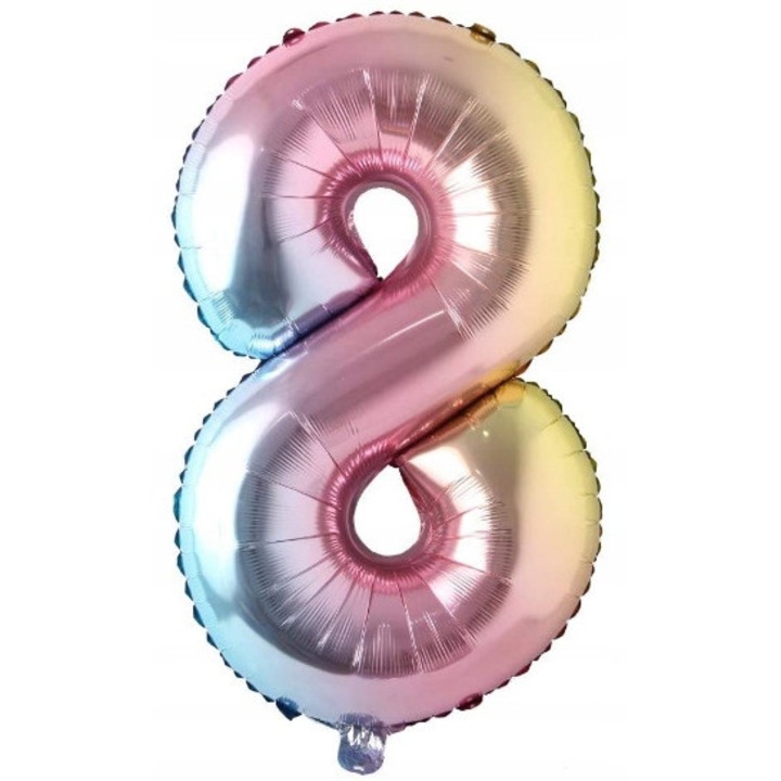 Balon folioasa cifra 8, PartyOn, 100 cm, colorat, ideal pentru petreceri, aniversari