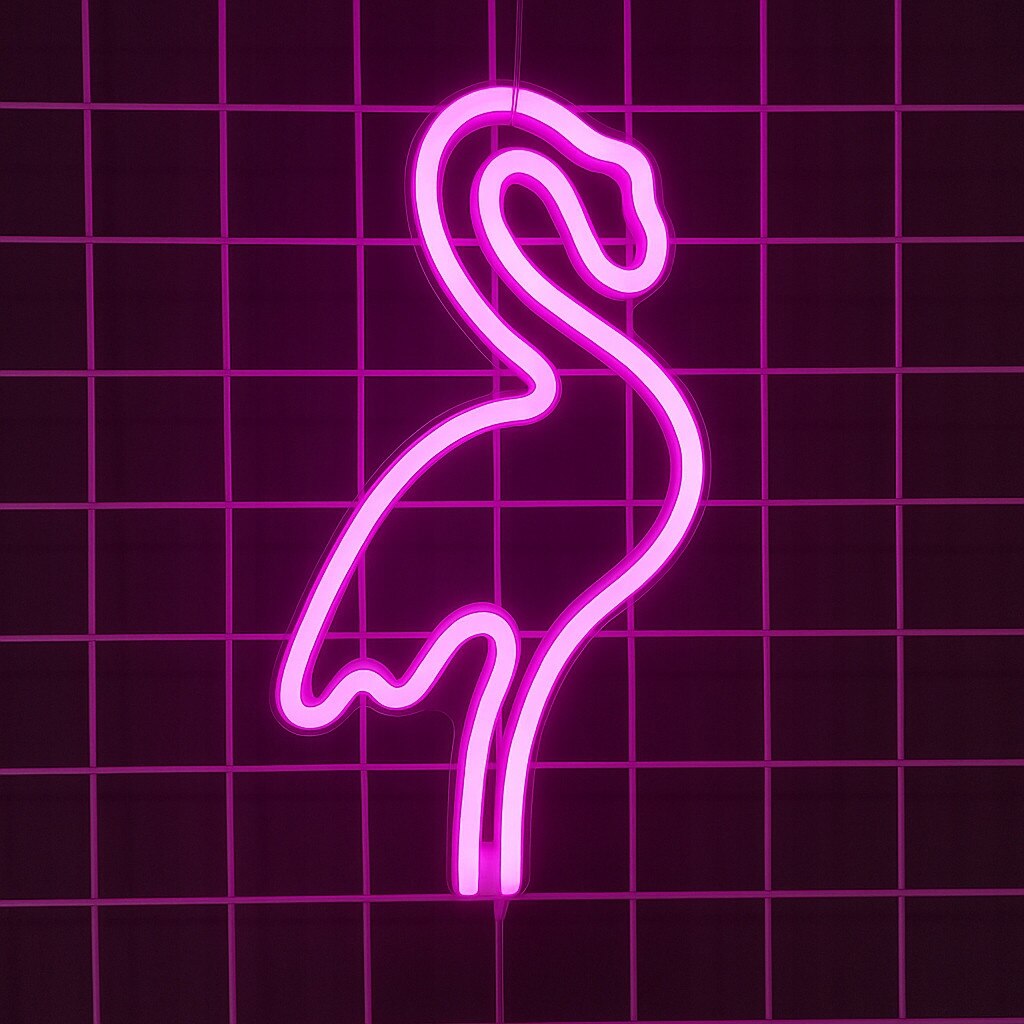 Lampater Roz Lampa neon LED flamingo roz, 28,5x14cm, 1 buc - eMAG.ro