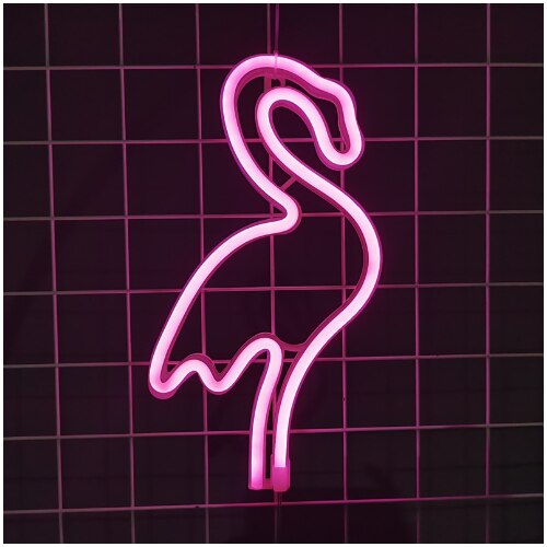 Lampater Roz Lampa neon LED flamingo roz, 28,5x14cm, 1 buc - eMAG.ro