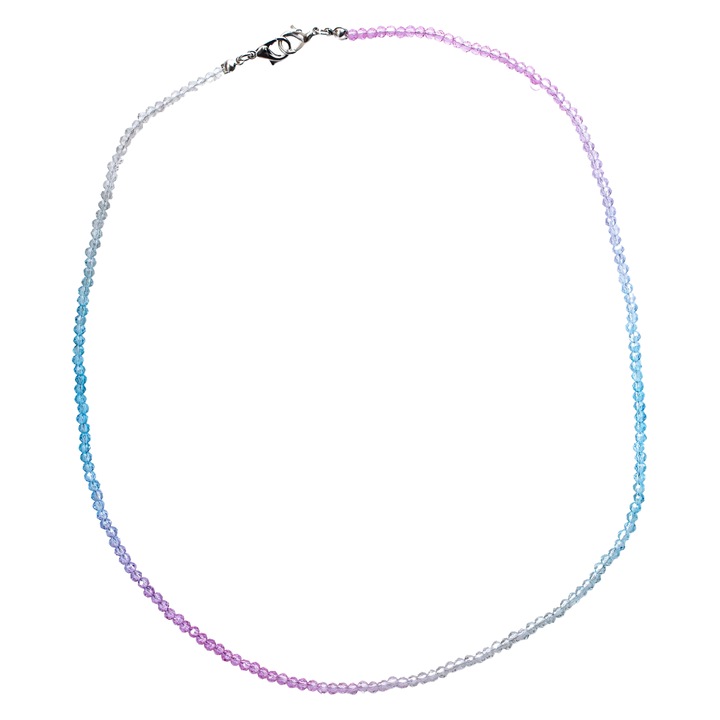 Colier din margele colorate, PartyOn, lucrat manual, inchidere tip zavor